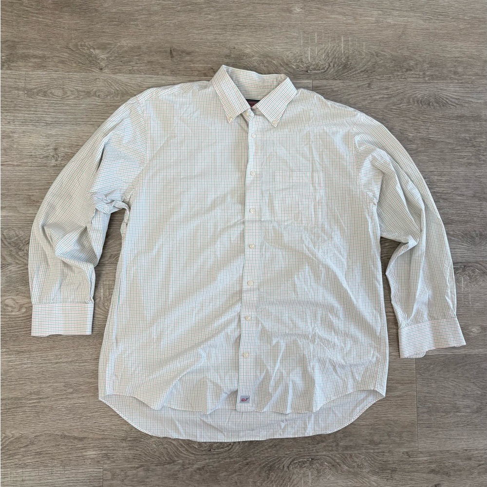 Vineyard Vines Men's XXL Cream Checkered button up Shirt